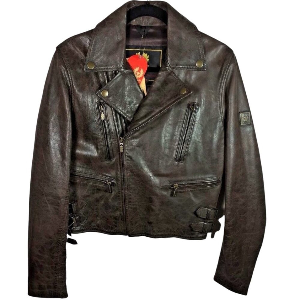 Belstaff Leather Lightling Fashion Jacket Blouson Size 42 Made in Italy NWT